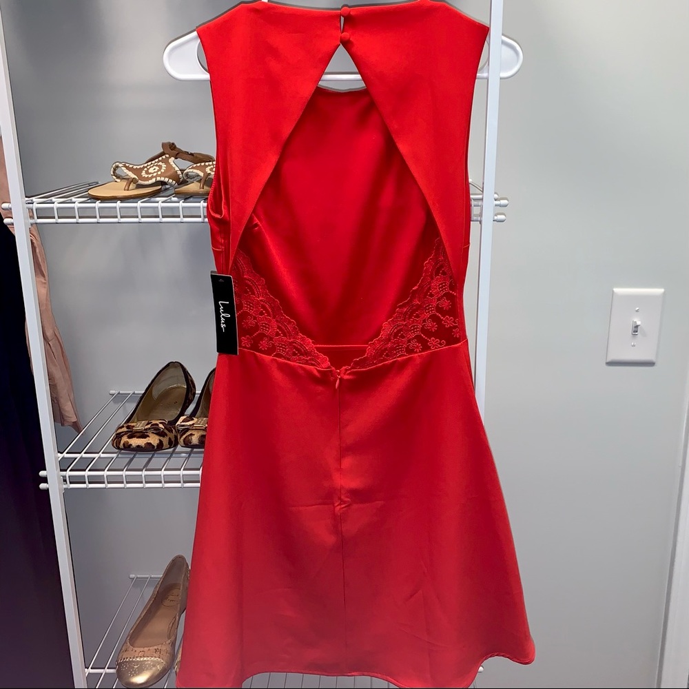Lulu’s Backless Fit and Flare Red Dress